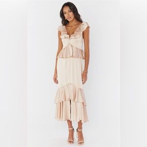 Show me Your muni Reese Ruffle Dress ~ Champagne Luxe Satin 
XXL